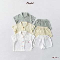 OBEBI - Bộ sơ mi đũi thêu cua nhỏ OBEBI (73-120)