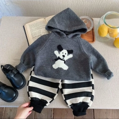 TL - Áo len hoodie in cún ghi(80-130)