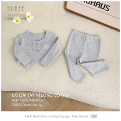 HRNEE Bộ dài tay nỉ lông cổ trụ(6M-4Y)