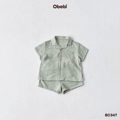 OBEBI - Bộ sơ mi đũi thêu cua nhỏ OBEBI (73-120)