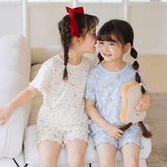 BK - Bộ cộc tay bé gái viền bèo in họa tiết (100-160)