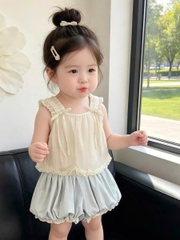 TL - Set áo 2 dây đính mix short bí xanh (80-130)