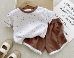 KM - Bộ cộc cotton sao nâu phối viền(60-120)