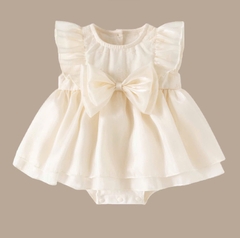 JS - Body váy kem be organza sát nách nơ to (59-80)