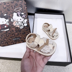 KB - Sandal tập đi đính nơ thắt caro (16-20)