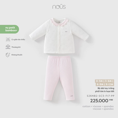 NOUS - Bộ dài tay trắng phối tím in hoạ tiết (0-6M)