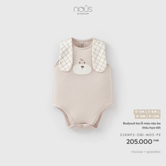 NOUS - Bodysuit ba lỗ màu nâu be thêu hoạ tiết ̣̣̣̣̣̣(0-9M)