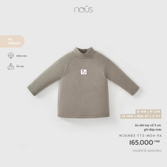 NOUS - Áo dài tay cổ 3cm ghi đáp mác (6-3Y)
