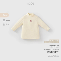 NOUS - Áo dài tay cổ 3cm màu be thêu chó (6-12M)
