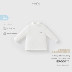 NOUS - Áo dài tay cổ 3cm màu trắng ngà (6M-3Y)