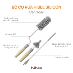 HIBEE - BỘ CỌ BÌNH SILICONE CÁN XOAY