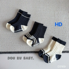 DOUKU - SET 3 ĐÔI TẤT CỔ CAO SIZE XS (0-6M)