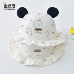 KB - Mũ vành be in Gấu ai Gấu(6-18M)
