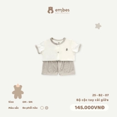 EMBES - Bộ cộc tay cài giữa phối viền(0-6M)