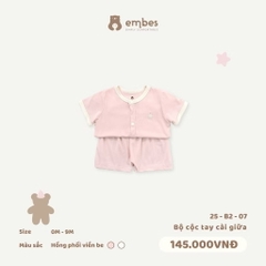 EMBES - Bộ cộc tay cài giữa phối viền(0-6M)