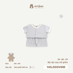 EMBES - Bộ cộc tay cài giữa phối viền(0-6M)