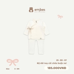 EMBES - Bộ dài tay cài chéo buộc nơ(0-6M)