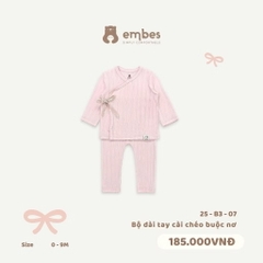EMBES - Bộ dài tay cài chéo buộc nơ(0-6M)