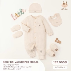LITTLE LOVE - Body dài vải STRIPED MODAL(NB-6M)