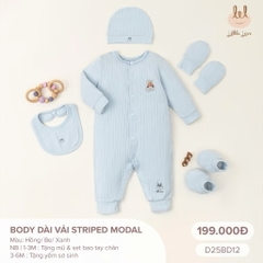 LITTLE LOVE - Body dài vải STRIPED MODAL(NB-6M)