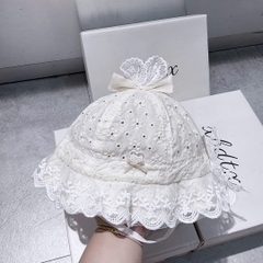 KB - Mũ vành ren nơ ren(6M-2Y)