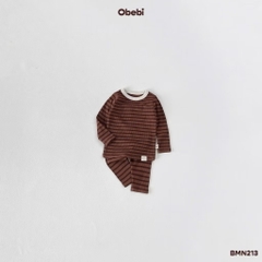 OBEBI - Bộ mặc nhà kẻ đính mác(66-110)