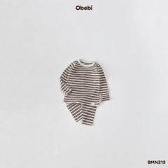 OBEBI - Bộ mặc nhà kẻ đính mác(66-110)