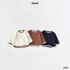 OBEBI - Áo thun dài tay vạt cong(73-120)
