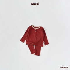 OBEBI - Bộ mặc nhà dài tay đính cúc(66-110)