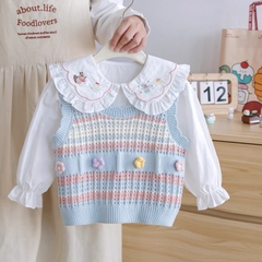 BK - Set áo sơ mi + gile len hoa(90-140)