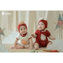 EMBES - Body cộc tay in hoạ tiết bánh trung thu ( 0-9M)