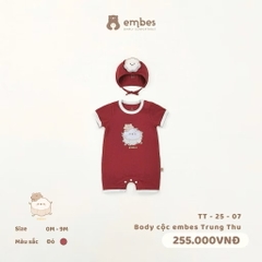 EMBES - Body cộc tay in hoạ tiết bánh trung thu ( 0-9M)