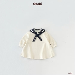 OBEBI - Váy cổ thuỷ thủ buộc nơ(73-110)