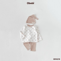 OBEBI - Bộ mặc nhà chấm bi kèm mũ (73-120)