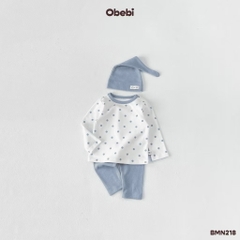 OBEBI - Bộ mặc nhà chấm bi kèm mũ (73-120)