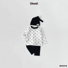 OBEBI - Bộ mặc nhà chấm bi kèm mũ (73-120)