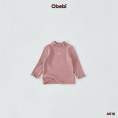 OBEBI - Áo giữ nhiệt cổ 3 phân thêu nơ(73-120)