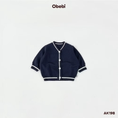 OBEBI - Áo khoác dệt len phối kẻ(73-120)