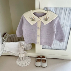 BK - Áo cardigan len cổ bẻ hoa(90-130)