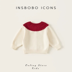 TL - Cardigan len cổ bẻ Cherry đỏ(80-140)