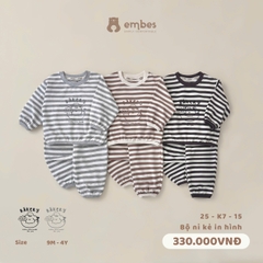 EMBES - Bộ nỉ kẻ in hình(9M-4Y)
