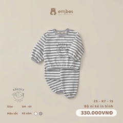 EMBES - Bộ nỉ kẻ in hình(9M-4Y)