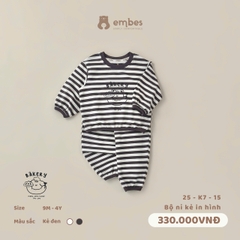 EMBES - Bộ nỉ kẻ in hình(9M-4Y)