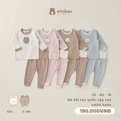 EMBES - Bộ dài tay quần cạp cao embé baby(0-9M)