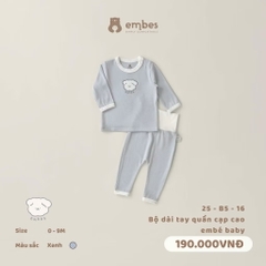 EMBES - Bộ dài tay quần cạp cao embé baby(0-9M)
