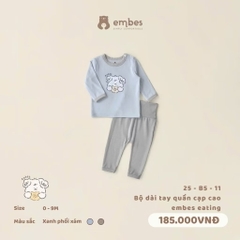 EMBES - Bộ dài tay quần cạp cao embes Eating(0-9M)