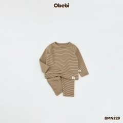 OBEBI - Bộ mặc nhà hoạ tiết kẻ(66-120)
