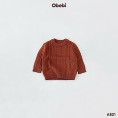 OBEBI - Áo len lông thỏ vặn thừng (73-120)