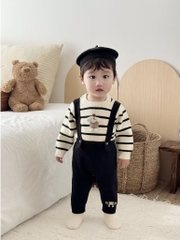 MK - Set yếm áo len kẻ đính gấu(66-90)