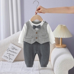 JS - ody công tử gile kẻ caro xám+nơ cổ(66-80)